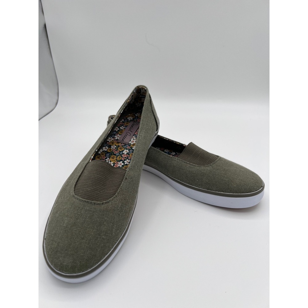 Daniel Green Jena‎ Canvas Slip On Shoes Comfort Casual Olive Green- 7.5N Cotton